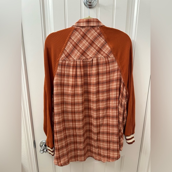 BDG Orange Plaid Flannel - Picture 3 of 3